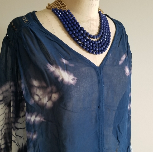 FREE PEOPLE Oversized tie and dyed sheer chiffon top - Picture 11 of 13